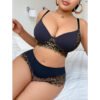 Plus Size Seamless Lace Bra & High-Waist Underwear Set