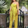 Plus Size Satin Off-Shoulder Straight-Leg Party Jumpsuit