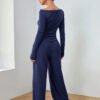 Casual Wide Leg Trousers Two-Piece Set