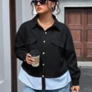 Plus Size Patchwork Stripe Short Fashion Jacket