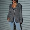 Plus Size Collared Shiny Office Cardigan Blazer