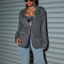 Plus Size Collared Shiny Office Cardigan Blazer