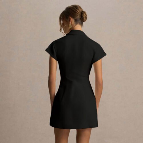 Women’s Deep V Plunge Blazer Dress – Autumn Winter Office Chic