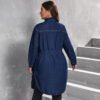 Plus Size Tight Waist Denim Shirt Coat – Fall & Winter