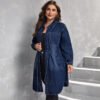 Plus Size Tight Waist Denim Shirt Coat – Fall & Winter