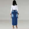 Plus Size Trendy Denim Split Long Skirt with Bag Pockets
