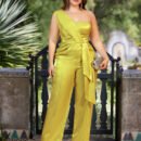 Plus Size Satin Off-Shoulder Straight-Leg Party Jumpsuit