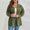 Plus Size Denim Shacket Single Breasted Outerwear