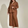 Plus Size Elegant Casual Loose Two-Piece Suit for Spring & Autumn