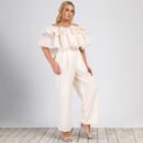 Plus Size Off-Shoulder Straight-Leg Office Casual Jumpsuit