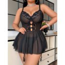 Plus Size Lace One-Piece Pajama Shorts – Sexy Comfort