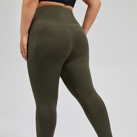 Plus Size High Waist Patchwork Yoga Pants with Pockets