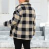Plus Size Thickened Plaid Fleece Coat with Turn-Down Collar