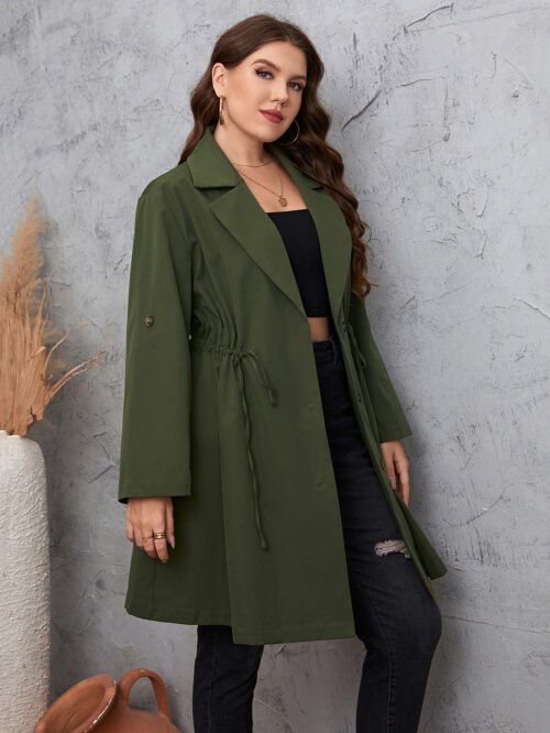 Plus Size Simple Elegant Solid Color Mid-Length Coat