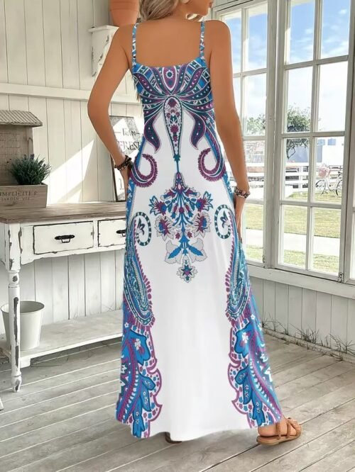 Printed V-Neck Sleeveless Spring Jumpsuit