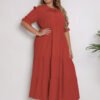 Plus Size Round Neck Bow Detail Summer Dress