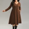 Plus Size Simple V-Neck Office Wind Dress