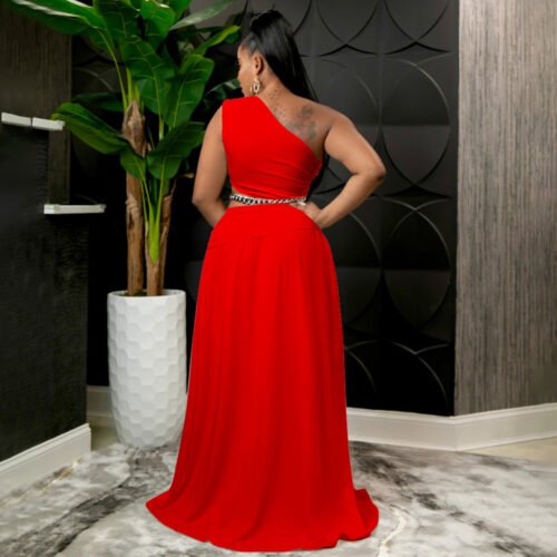 Sexy Plus Size Off-Shoulder Split Skirt Set