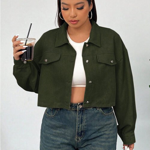 Plus Size Solid Color Polo Collar Slimming Coat