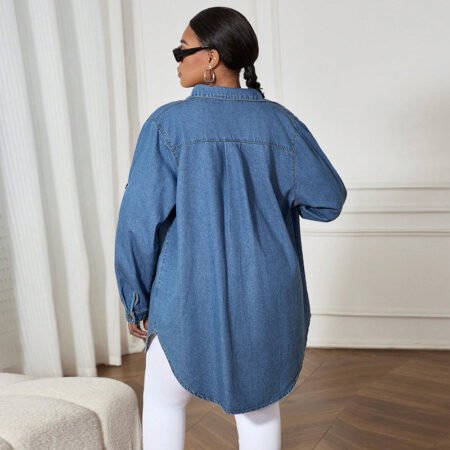 Stylish Plus Size Loose-Fit Denim Shacket