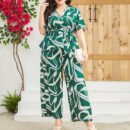 Plus Size Sexy Bow Lace-Up High Waist Jumpsuit – Summer Style