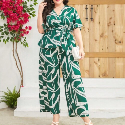Plus Size Sexy Bow Lace-Up High Waist Jumpsuit – Summer Style