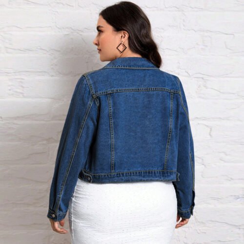 Retro Plus Size Denim Short Coat – Easy Matching Style
