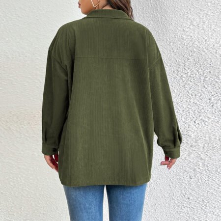 Plus Size Denim Shacket Single Breasted Outerwear