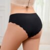 Plus Size Ice Silk Seamless Wave Edge Briefs with Cotton Crotch