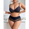 Plus Size Seamless Lace Bra & High-Waist Underwear Set