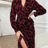 Satin Leopard Print Split Maxi Dress