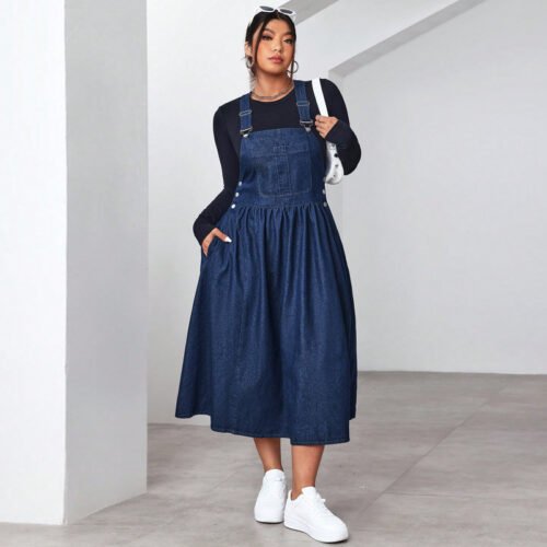 Plus Size Slimming Large Hem Suspender Maxi Dress