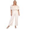 Plus Size Off-Shoulder Straight-Leg Office Casual Jumpsuit