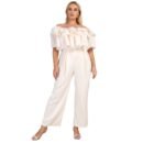 Plus Size Off-Shoulder Straight-Leg Office Casual Jumpsuit