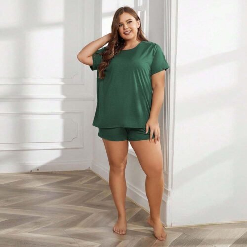 Plus Size Loose-Fit Summer Casual Pajama Two-Piece Set