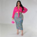 Plus Size Strap Top Hip Skirt Spring Two-Piece Set