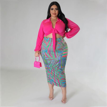 Plus Size Strap Top Hip Skirt Spring Two-Piece Set