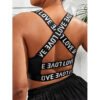 Plus Size Contrast Letter Print Beauty Back Sports Bra