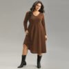 Plus Size Simple V-Neck Office Wind Dress