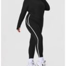 Plus Size Contrast Color Nude Feel Yoga Two-Piece Set