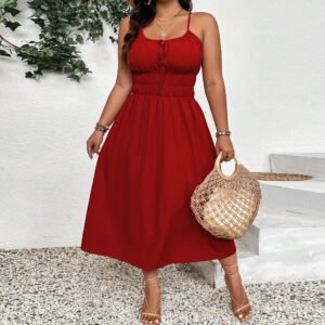 Plus Size Retro Artistic Strap Seaside Holiday Dress