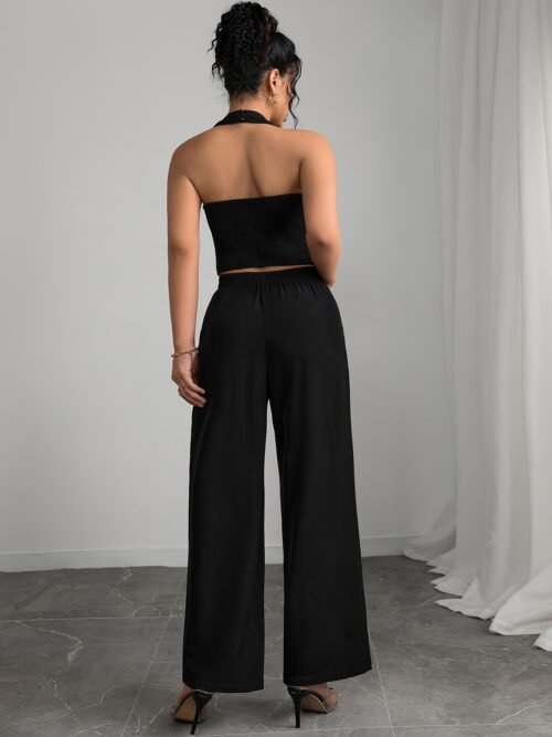 Bow Collar Vest & Trousers Two-Piece Set