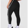Plus Size Side Stripe Peach Hip Yoga Leggings – High Elastic Fit