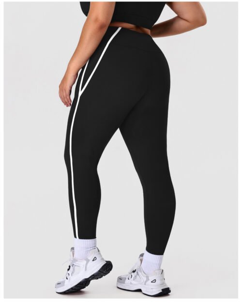 Plus Size Side Stripe Peach Hip Yoga Leggings – High Elastic Fit