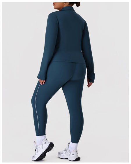 Plus Size Autumn Winter Nude Feel Zipper Yoga Set