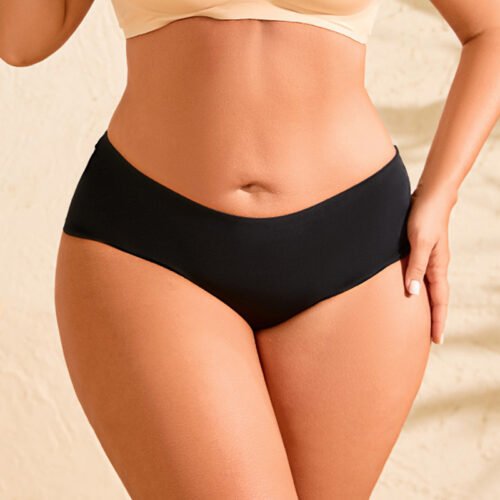 Plus Size Sexy Seamless Solid Color T-Back Panties