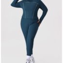 Plus Size Autumn Winter Nude Feel Zipper Yoga Set