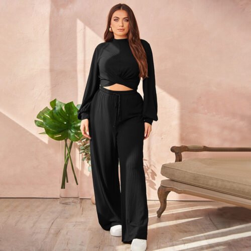 Plus Size Casual Sports Two-Piece Suit – Comfortable & Slimming Autumn-Winter Set