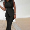 Plus Size Sexy Summer Sleeveless Top & Wide-Leg Casual Pants Two-Piece Set