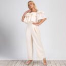 Plus Size Off-Shoulder Straight-Leg Office Casual Jumpsuit